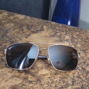 Ray-Ban Gold Frame Sunglasses with Black Lenses